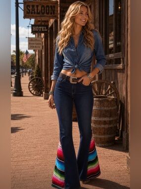 ❤️Fabbed Up NWT Lee Jeans with Serape Panels